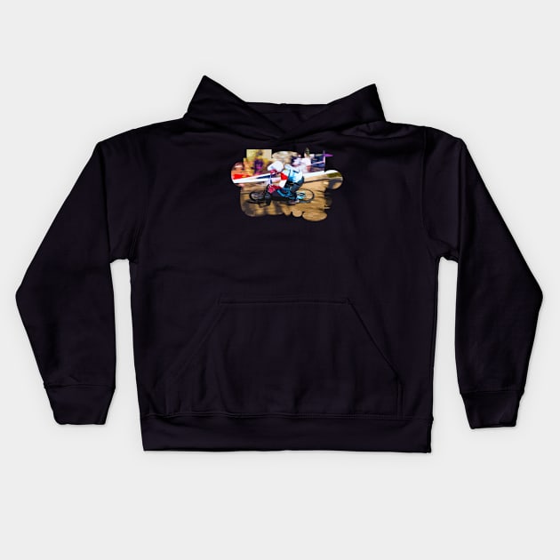 mtb downhill action Kids Hoodie by rickylabellevie